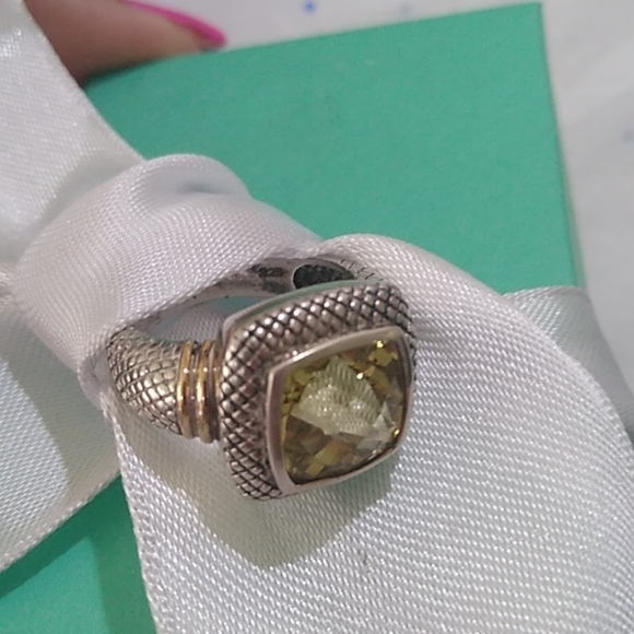 925 Jewelry - Sterling Silver 925 + 14k Prasiolite/Green Amethyst Ring, Size 7